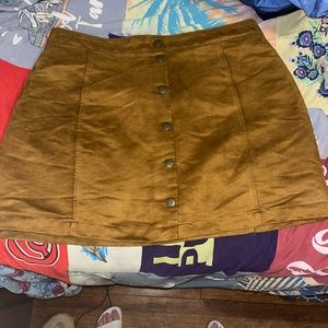 Button Detail Suede Skirt
